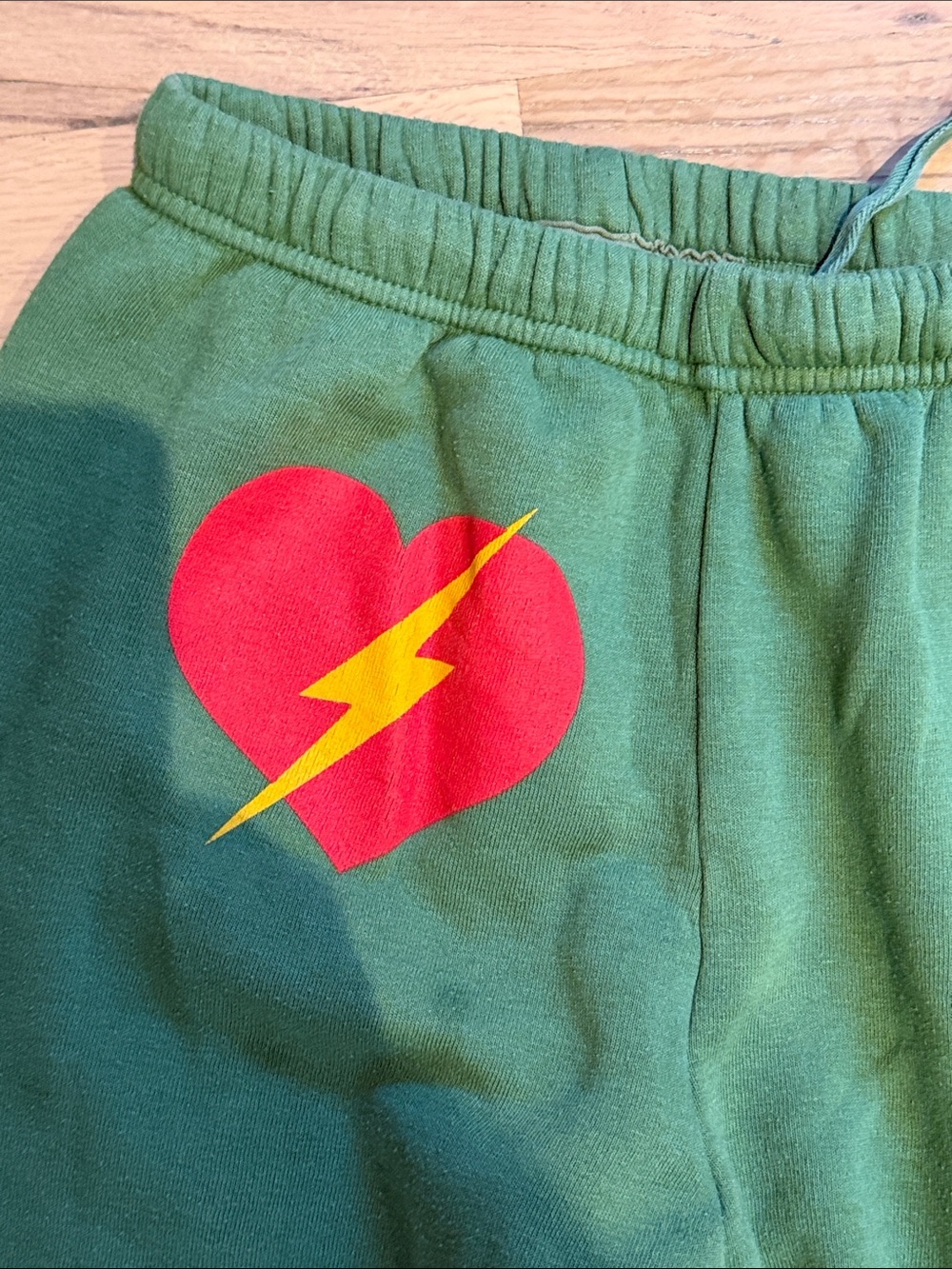 aviator nation green Sweatpants with Heart Lightning Graphic - Picture 2 of 6